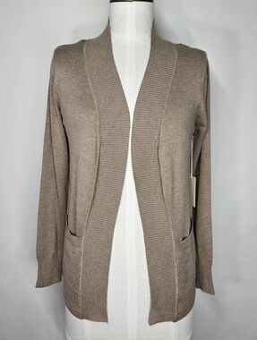 Cielo Size S/M Cardigan Camel Beige Taupe Open Front Sweater Pockets Soft Knit